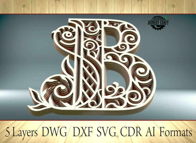 Multilayer Letter B Home Decor DXF SVG Ai Cdr Dwg Vector Etsy Australia