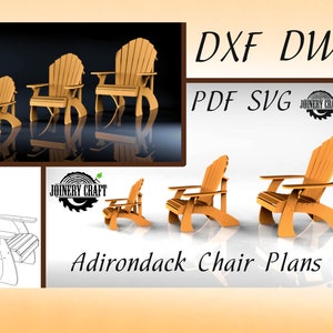 Adirondack Stil Stuhl Plan 3Stk, Download, DXF, DWG, SVG, Pdf Format