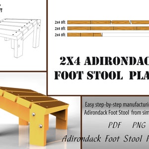 Adirondack style Foot Stool Plans, Download, PDF, PNG format