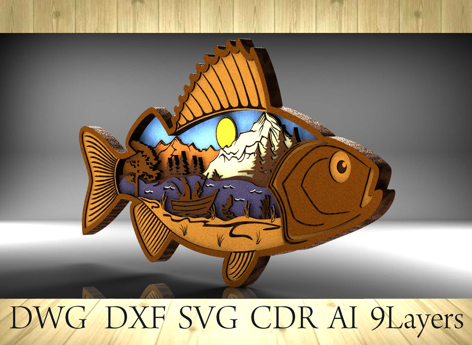 Multilayer Fish Mandala 9 Layers for Laser and Cutter Machines, Home ...