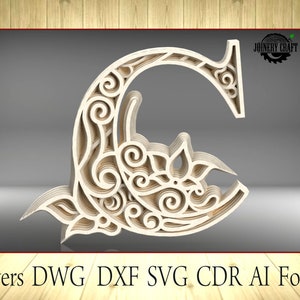 Multilayer Letter C, home decor, DXF, SVG, Ai, Cdr, Dwg vector file format