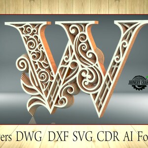 Multilayer Letter W, Home Decor, DXF, SVG, Ai, Cdr, Dwg Vector File ...