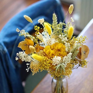 Bouquet of dried and preserved PEAR flowers in yellow and white tones | Decorative bouquet, interior decoration, gift, wedding