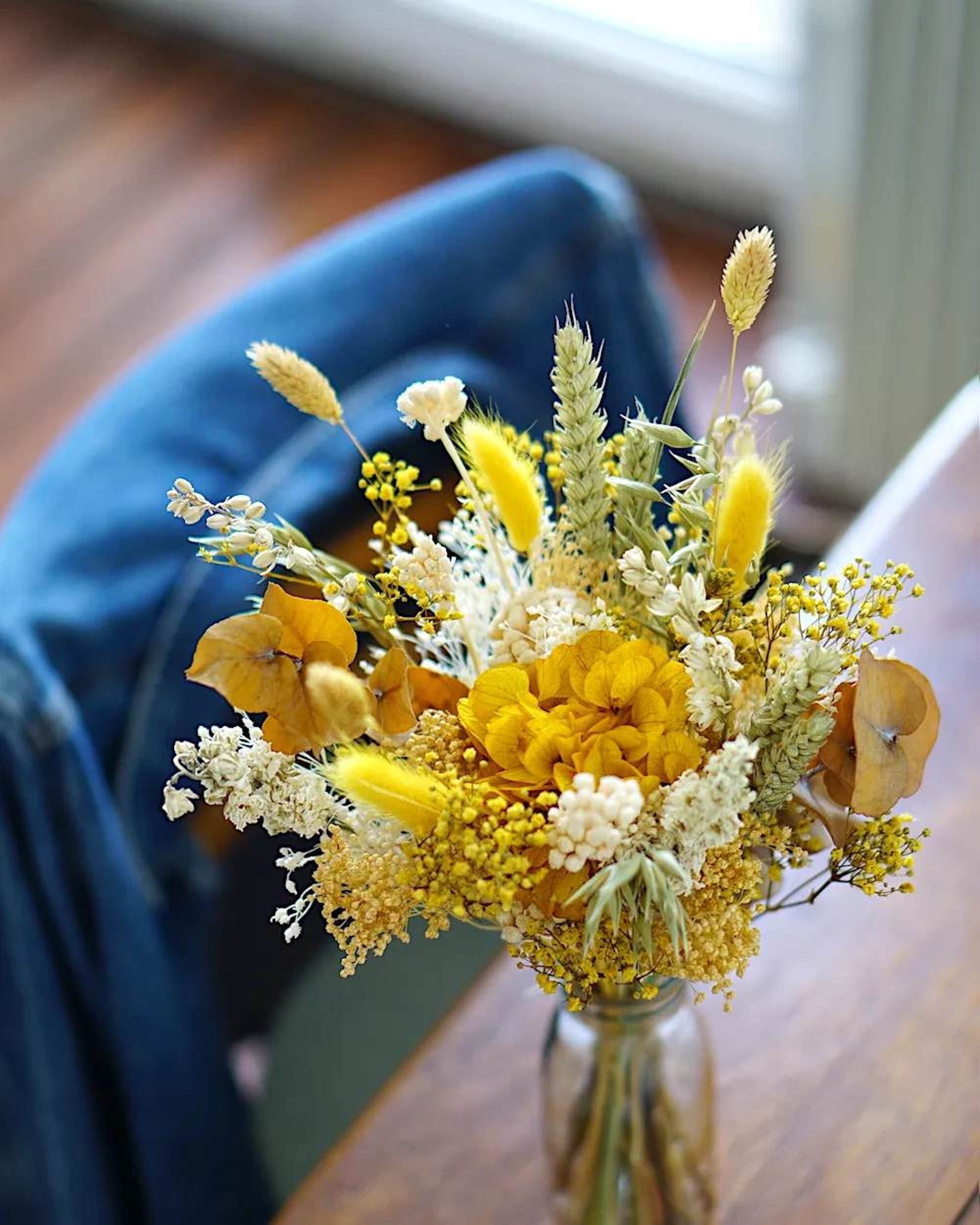 Bouquet of Dried and Stabilized PEAR Flowers in Yellow and - Etsy