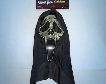 Adult Scram Ghost Face® Golden Metallic Mask Costume by Fun World New