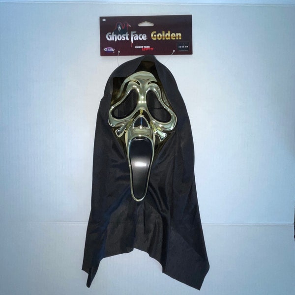 Adult Scram Ghost Face® Golden Metallic Mask Costume by Fun World New