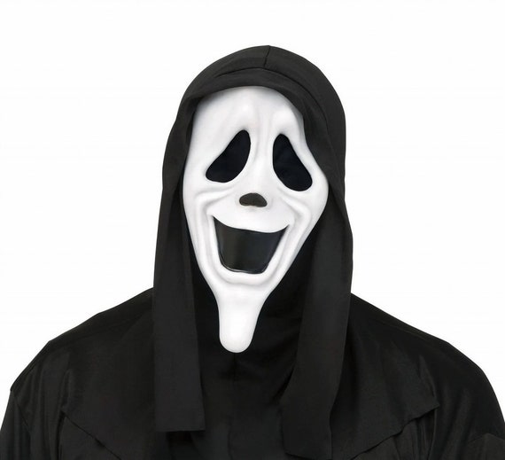 Scary Movie Smiley Ghost Face With Shroud Costume Mask With flaws