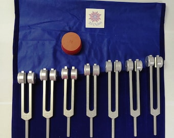 7-teiliges gewichtetes Chakra Stimmgabel Set Klangheilung & Meditations Werkzeuge