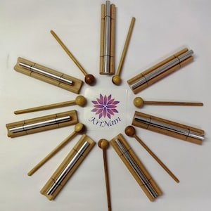 7 chakra energy chime bar based on chakra notes with wood mallet for each for sound healing