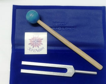 528 hz tuning fork for healing with printed Velvet Pouch and mallet