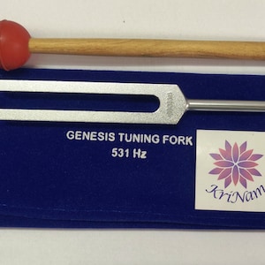 531 hz Genesis tuning fork for healing with printed Velvet Pouch and mallet