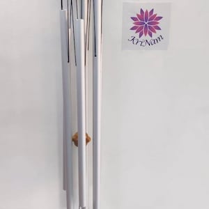 Dzwonek wietrzny solfeżowy | 6-tonowy dzwonek aluminiowy i drewniany, 2,5 stopy | Dekoracja do medytacji dźwiękowej i uważności