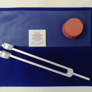 Low Om 68.05 Hz Earth Star Tuning fork sound healing for grounding and opening blockages with printed velvet pouch