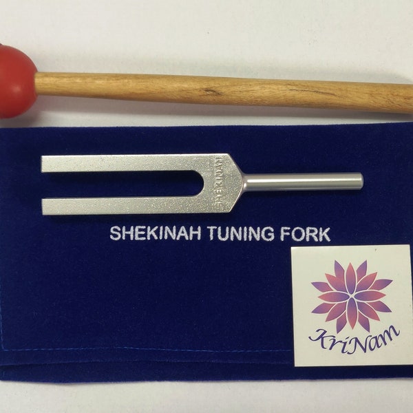 Shekinah tuning fork for healing with printed Velvet Pouch and mallet
