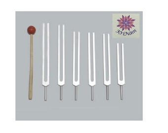 Solfeggio Stimmgabel Set 6-teiliges Sacred Frequenz Klang Meditation Kit mit Holzhammer