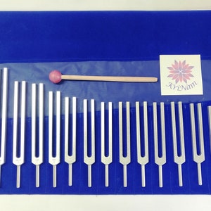 15 pc Human organ tuning forks tuners for sound therapy healing with printed pouch