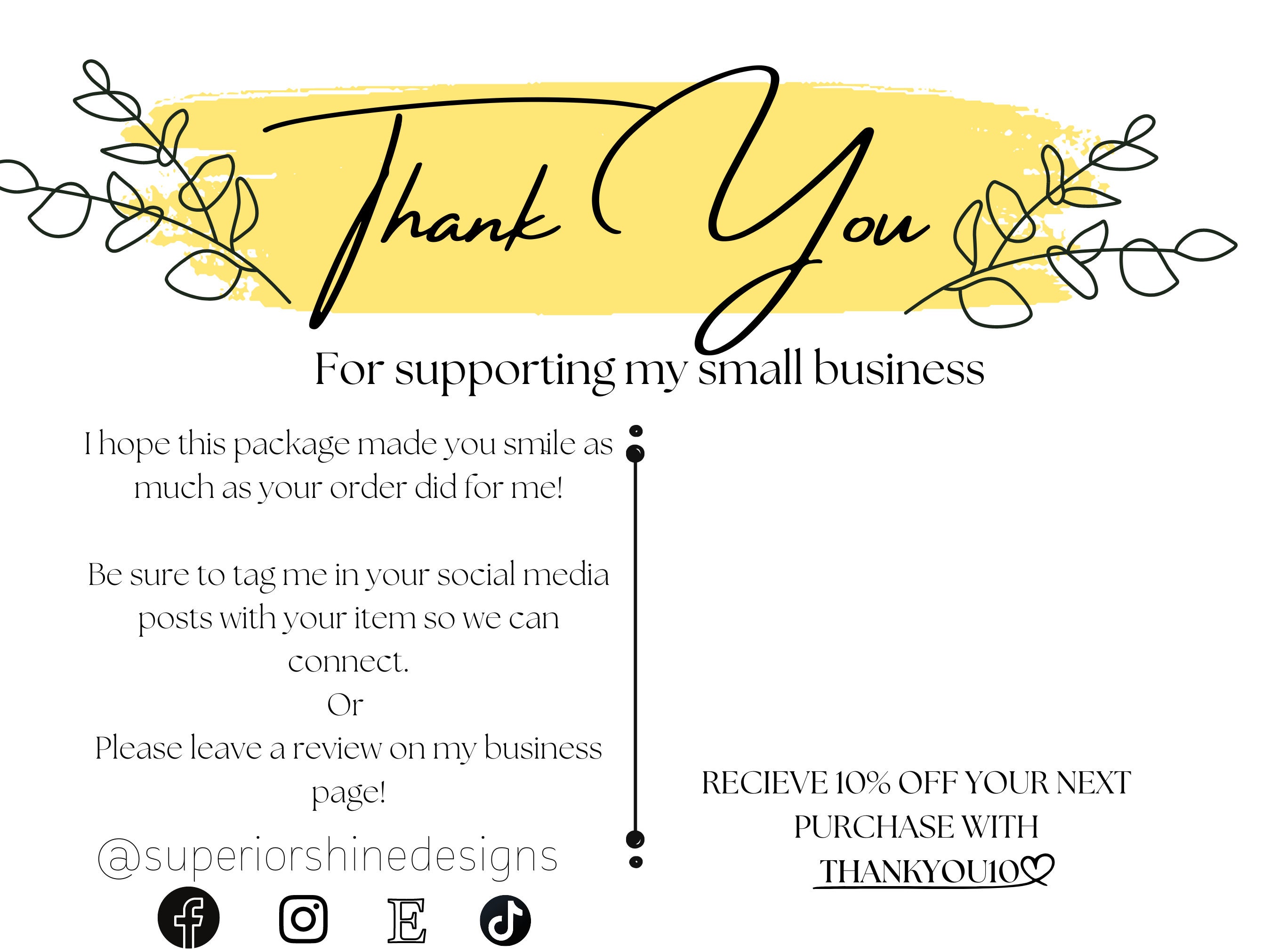 Business Thank You Card Template Digital Download Edit - Etsy