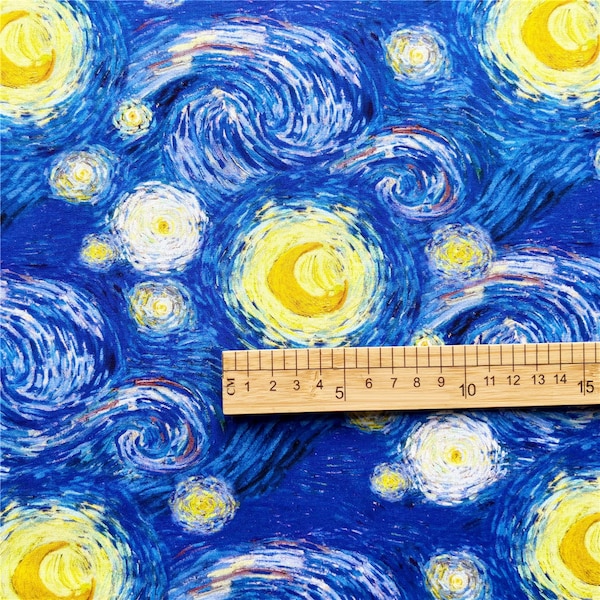 Starry Night Van Gogh Fabric Cartoon Anime Cotton Fabric By The Half Yard