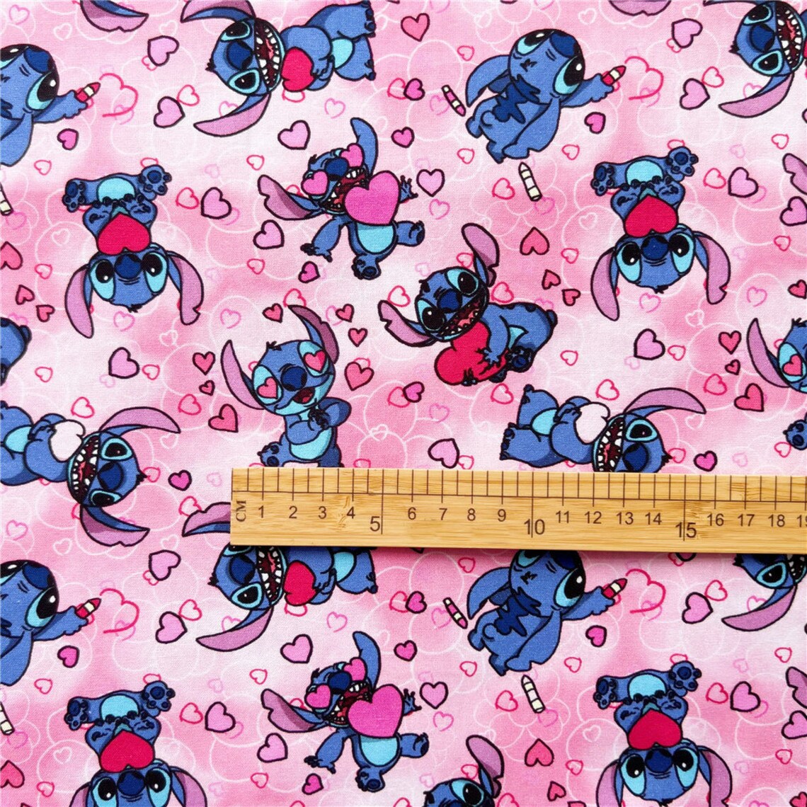 Stitch With Hearts Fabric Lilo and Stitch Fabric Blue Koala - Etsy