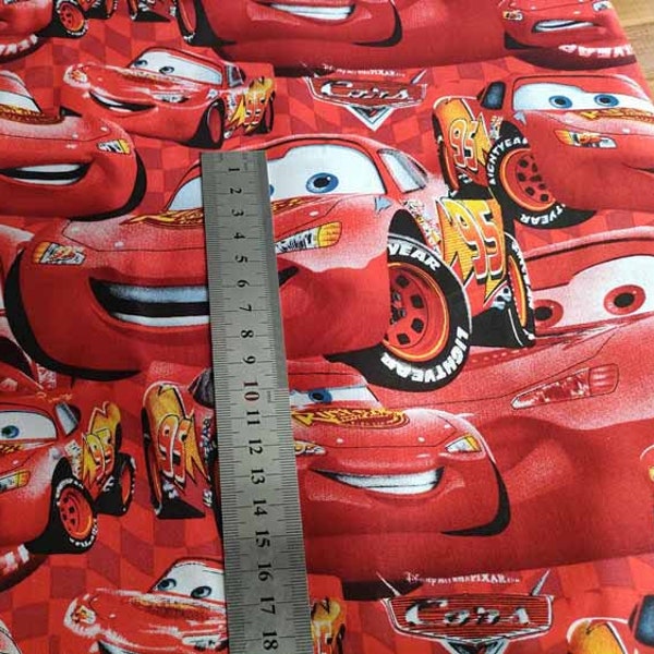 Voitures Tissu Lightning McQueen Tissu Dessin animé Tissu coton Par la demi-cour