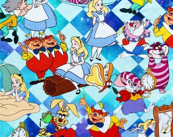 Alice Fabric Alice in Wonderland Fabric The Cheshire Cat Fabric Cartoon Anime Cotton Fabric By The Half Yard