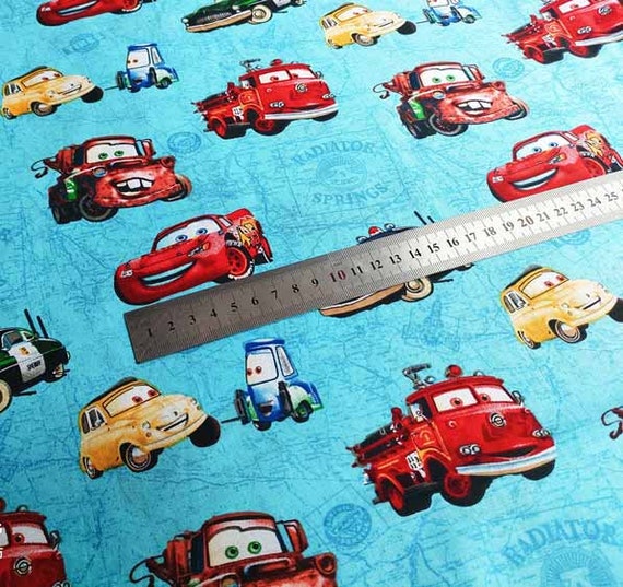 Cars Fabric Lightning Mcqueen Fabric Cartoon Anime Cotton Etsy