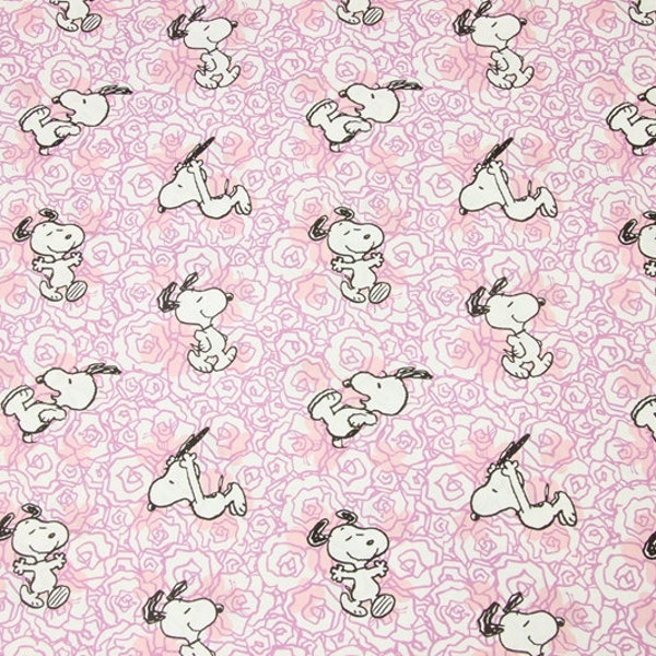 Pink Snoopy Fabric Pink Roses Fabric Cartoon Anime Cotton Fabric By The Half Yard