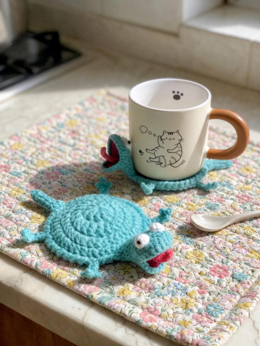 39 Lizard Crochet Patterns for Amigurumi Fans, Gifts, and Quirky Handmade Decor 11 Animal Coaster Crochet