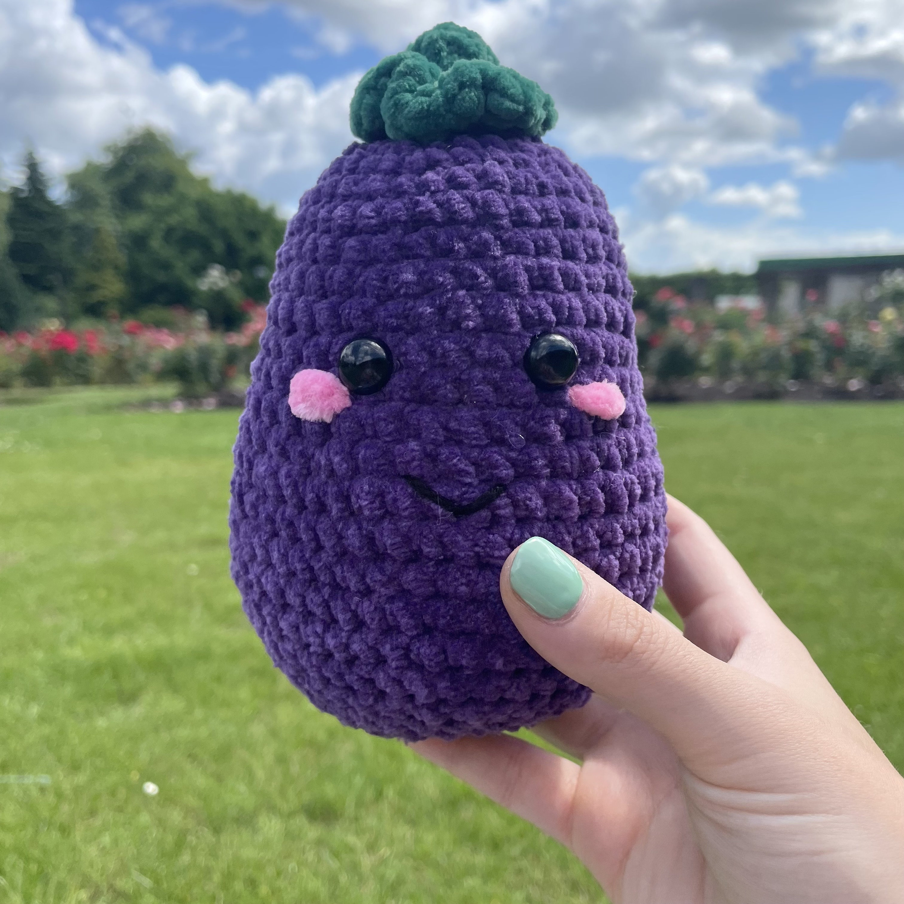 Eggplant Fruit Bear Crochet Plushie