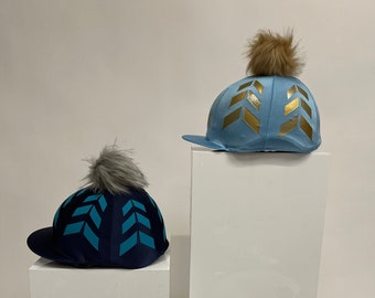 SXC Chevron Printed Riding Hat Silk Cover Skull Cap Bespoke Equestrian Equine Custom Design Your Own