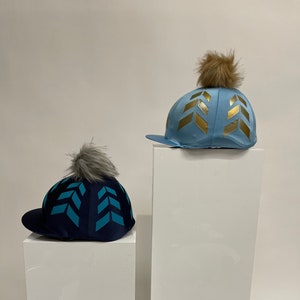 SXC Chevron Printed Riding Hat Silk Cover Skull Cap Bespoke Equestrian Equine Custom Design Your Own