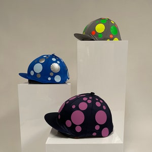 SXC Spotburst Spot Printed Riding Hat Silk Cover Skull Cap Bespoke Equestrian Equine Custom Design Your Own