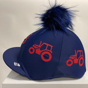 SXC Tractor Faux Fur Wool Button Riding Hat Silk Cover Skull Cap Bespoke Equestrian Equine Custom Design Your Own