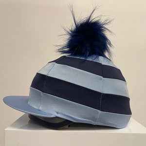 SXC Stripe Hoop Faux Fur Wool Button Riding Hat Silk Cover Skull Cap Bespoke Equestrian Equine Custom Design Your Own