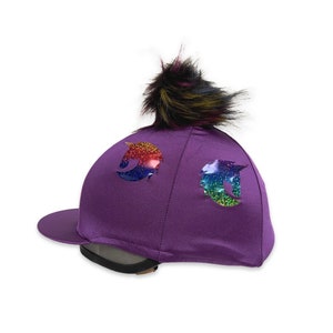 SXC Unicorn Printed Faux Fur Wool Button Riding Hat Silk Cover Skull Cap Bespoke Equestrian Equine Custom Design Your Own