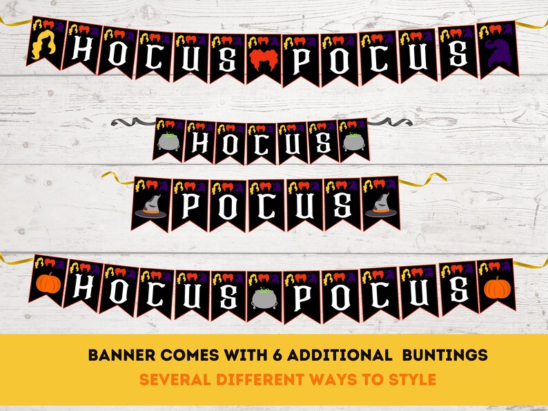 Hocus Pocus Printable Banner Black Halloween Banner Halloween Bunting Hocus Pocus Printable Banner Black Halloween Banner Halloween Bunting