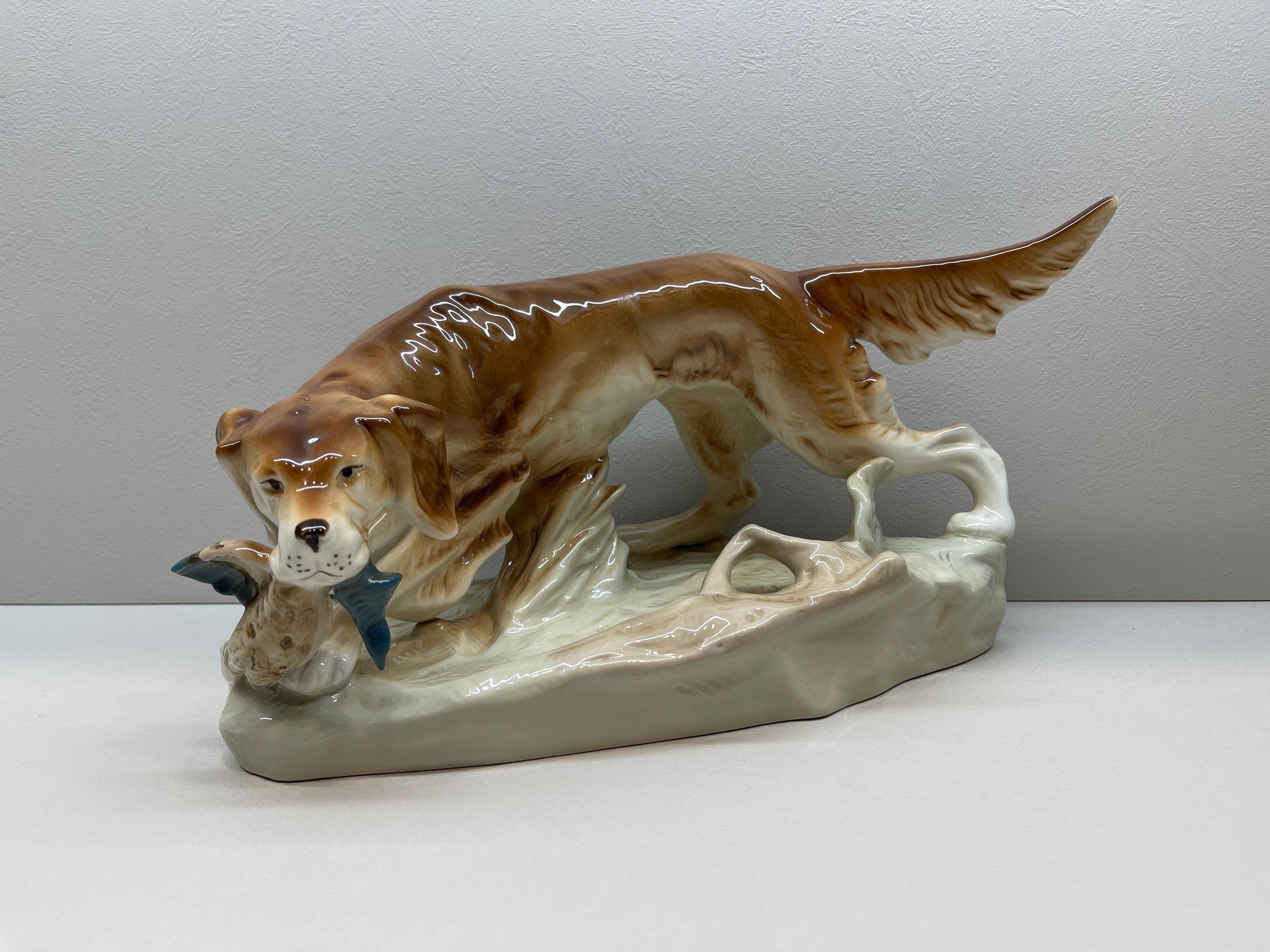 置物  dux Bohemia ロイヤル ダックス チェコスロバキア 306/1 狩猟犬と獲物アールデコ