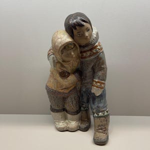 Vintage Lladró Eskimo Kinderfigur - Gres Finish Arctic Decor