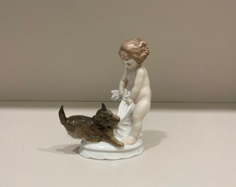 Rosenthal Germany MH Fritz Child with Dog Porcelain Figurine