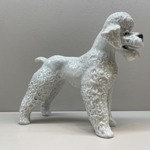 Rosenthal Germany White Poodle Pudel Dog by T.Heidenroch Porcelain Figurine
