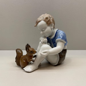 Rosenthal Germany Figurine 1663 Boy with Squirrel Hand Painted Germany