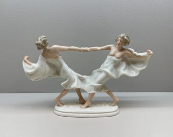 Hutschenreuther Germany Art Deco K.Tutter Twins Sisters Two Ballet Dancers Porcelain Figurine