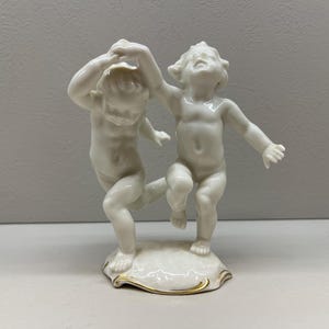 Hutschenreuther Germany Two Dancing White Cherubs by K.Tutter Porcelain Figurine