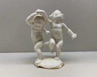 Hutschenreuther Germany Two Dancing White Cherubs by K.Tutter Porcelain Figurine