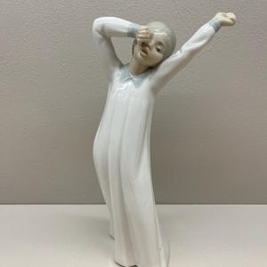 NAO by Lladro Porcelain Figurine – Stretching Girl in Nightgown – Vintage Spanish Collectible