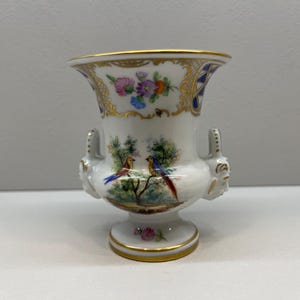 Hand-Painted Dresden Vase | Floral & Bird Porcelain Art | German Antique