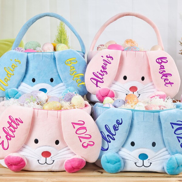 Plush Bunny Easter Basket Etsy