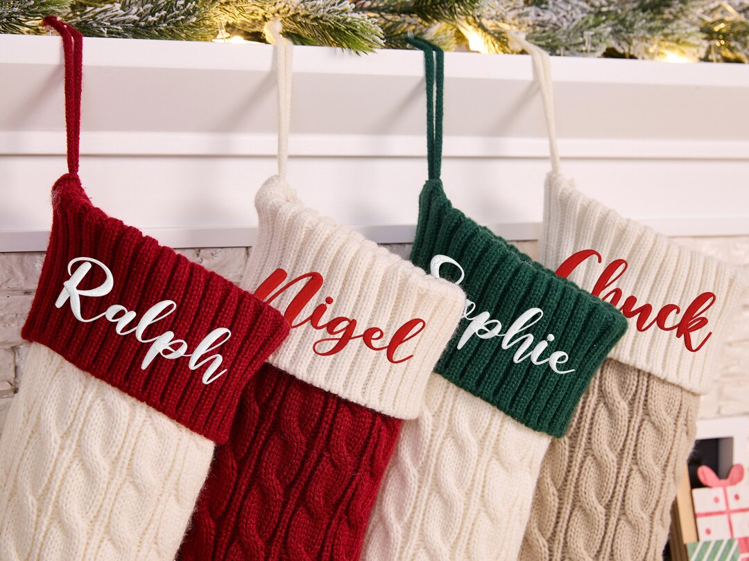 Embroidered Christmas Stockings Monogram Stocking Christmas Etsy UK