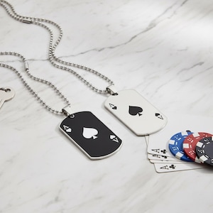 Ace of Spades Pendant Necklace, Stainless Steel Poker Card Jewelry