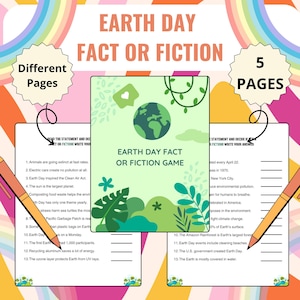 Earth Day Fact or Fiction Game | Earth Trivia Quiz | Earth Day True or False Quiz | Earth Day Party Game | Group Party Game | Printable Game